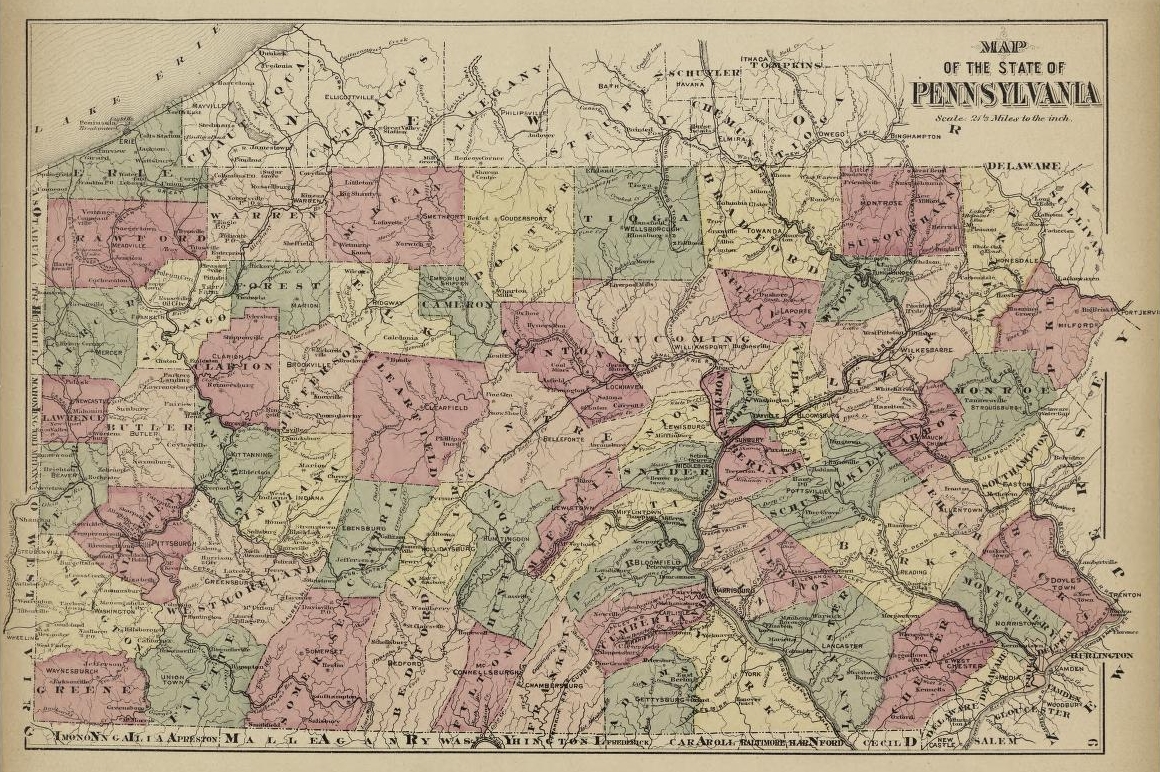 Map of Pennsylvania Counties
